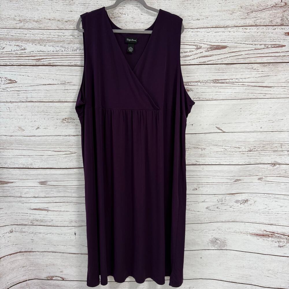 Maggie Barnes Women's Purple Surplice Sleeveless Midi Dress Size 4X